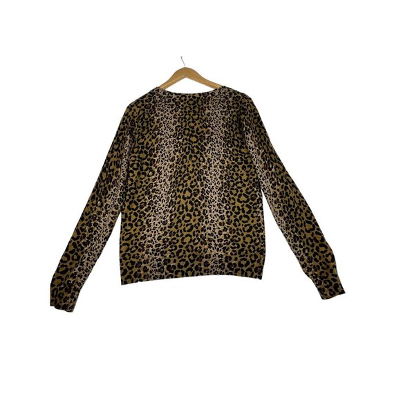 Talbots Wool Blend Animal Leopard Print Button Cardigan‎ size Medium Tan/Brown - Picture 4 of 6